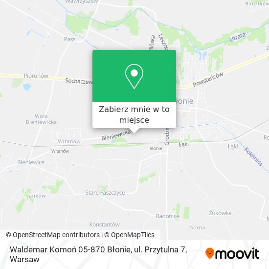 Mapa Waldemar Komoń 05-870 Błonie, ul. Przytulna 7