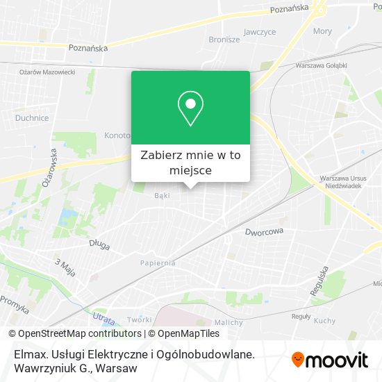 Mapa Elmax. Usługi Elektryczne i Ogólnobudowlane. Wawrzyniuk G.