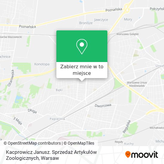 Mapa Kacprowicz Janusz. Sprzedaż Artykułów Zoologicznych