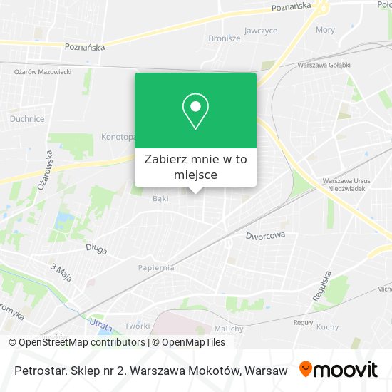 Mapa Petrostar. Sklep nr 2. Warszawa Mokotów