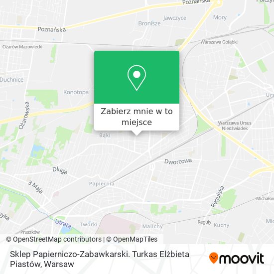 Mapa Sklep Papierniczo-Zabawkarski. Turkas Elżbieta Piastów