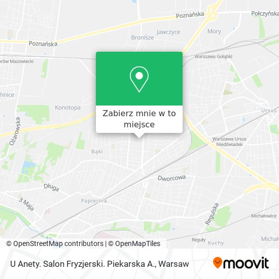 Mapa U Anety. Salon Fryzjerski. Piekarska A.