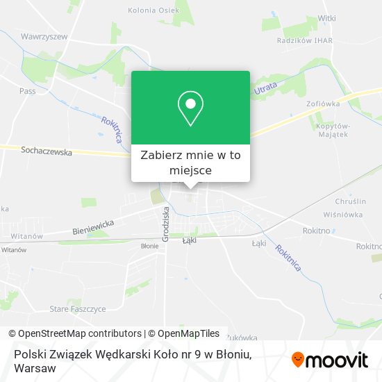 Mapa Polski Związek Wędkarski Koło nr 9 w Błoniu