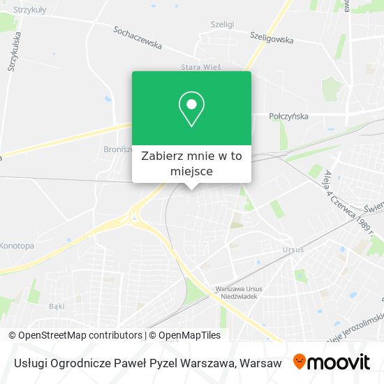 Mapa Usługi Ogrodnicze Paweł Pyzel Warszawa