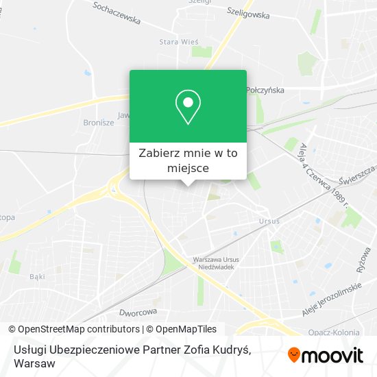 Mapa Usługi Ubezpieczeniowe Partner Zofia Kudryś