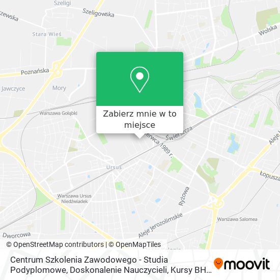 Mapa Centrum Szkolenia Zawodowego - Studia Podyplomowe, Doskonalenie Nauczycieli, Kursy BHP