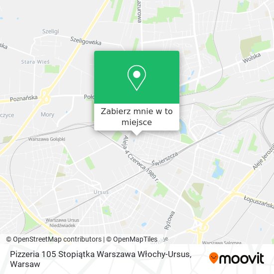 Mapa Pizzeria 105 Stopiątka Warszawa Włochy-Ursus