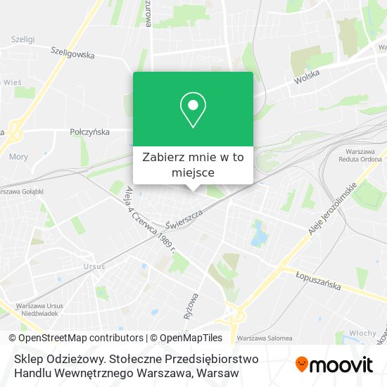 Mapa Sklep Odzieżowy. Stołeczne Przedsiębiorstwo Handlu Wewnętrznego Warszawa