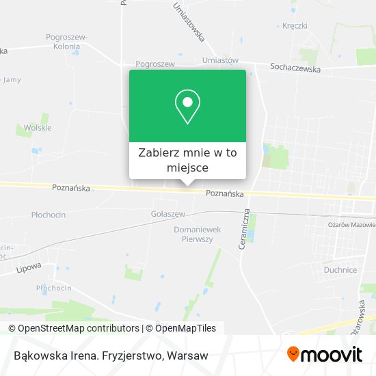 Mapa Bąkowska Irena. Fryzjerstwo