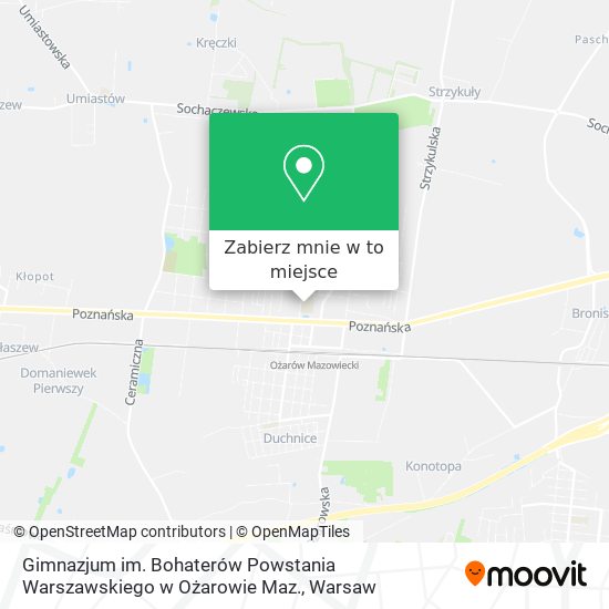 Mapa Gimnazjum im. Bohaterów Powstania Warszawskiego w Ożarowie Maz.