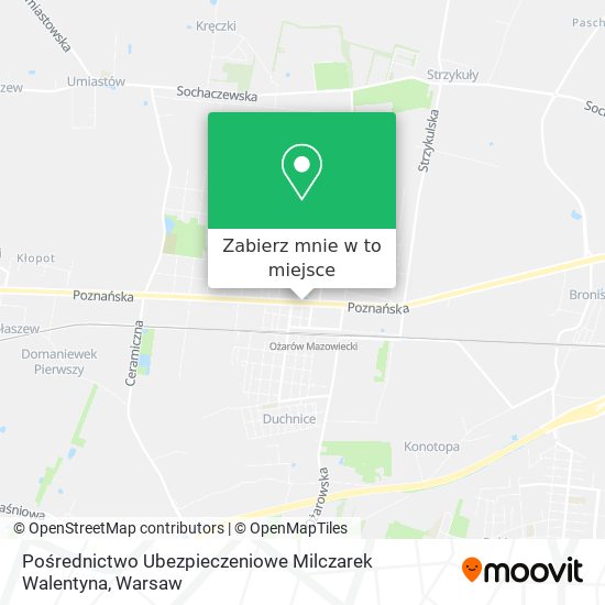 Mapa Pośrednictwo Ubezpieczeniowe Milczarek Walentyna