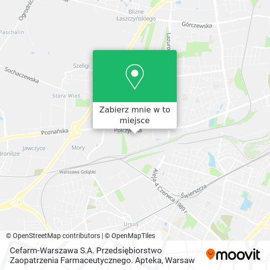 Mapa Cefarm-Warszawa S.A. Przedsiębiorstwo Zaopatrzenia Farmaceutycznego. Apteka