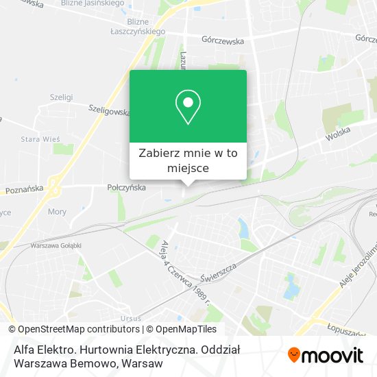 Mapa Alfa Elektro. Hurtownia Elektryczna. Oddział Warszawa Bemowo