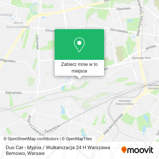 Mapa Duo Car - Myjnia / Wulkanizacja 24 H Warszawa Bemowo