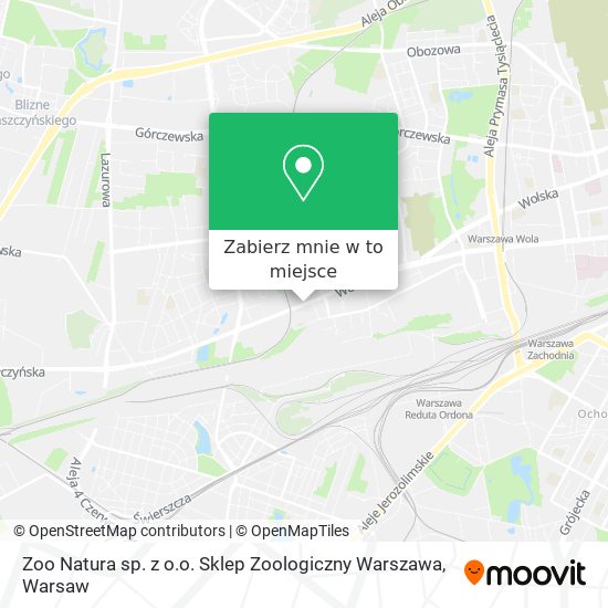 Mapa Zoo Natura sp. z o.o. Sklep Zoologiczny Warszawa