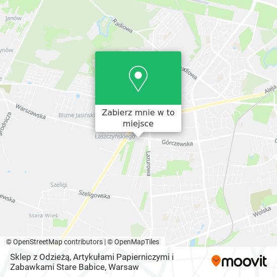 Mapa Sklep z Odzieżą, Artykułami Papierniczymi i Zabawkami Stare Babice