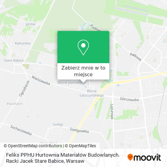 Mapa Feliks PPHU Hurtownia Materiałów Budowlanych. Racki Jacek Stare Babice