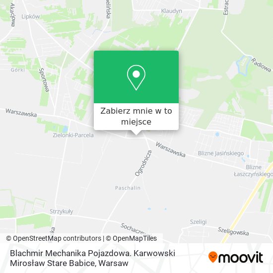 Mapa Blachmir Mechanika Pojazdowa. Karwowski Mirosław Stare Babice