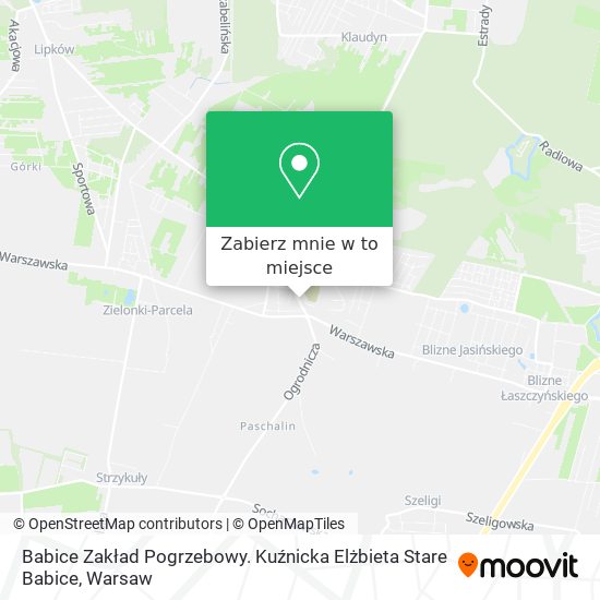 Mapa Babice Zakład Pogrzebowy. Kuźnicka Elżbieta Stare Babice