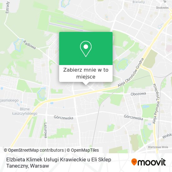 Mapa Elżbieta Klimek Usługi Krawieckie u Eli Sklep Taneczny