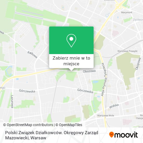 Mapa Polski Związek Działkowców. Okręgowy Zarząd Mazowiecki