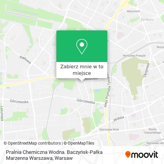 Mapa Pralnia Chemiczna Wodna. Baczyńsk-Pałka Marzenna Warszawa