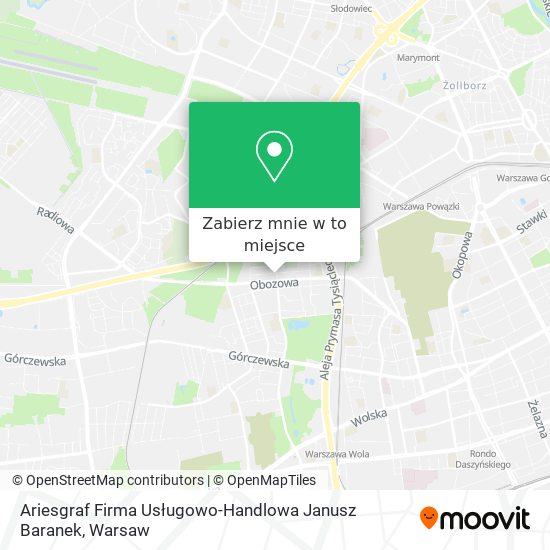 Mapa Ariesgraf Firma Usługowo-Handlowa Janusz Baranek