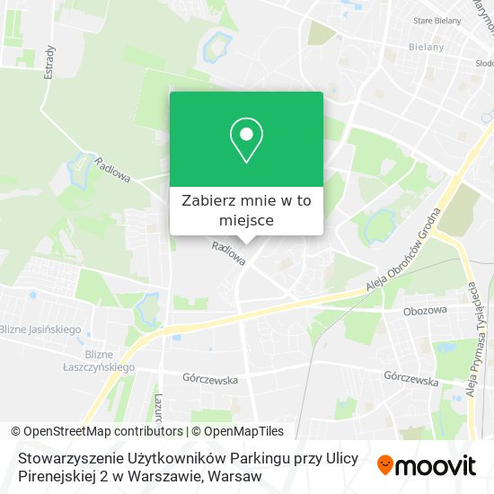 Mapa Stowarzyszenie Użytkowników Parkingu przy Ulicy Pirenejskiej 2 w Warszawie