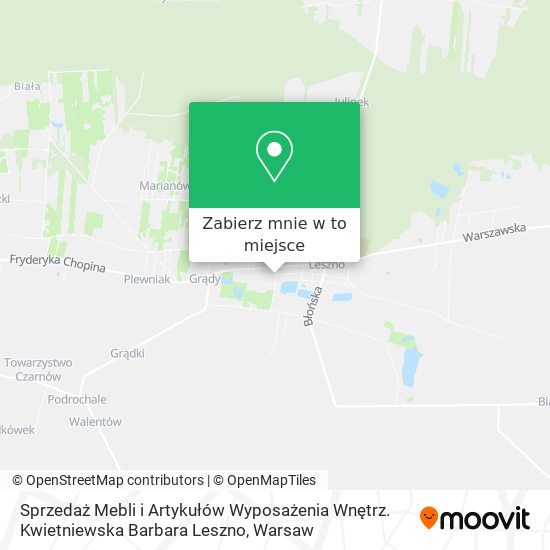 Mapa Sprzedaż Mebli i Artykułów Wyposażenia Wnętrz. Kwietniewska Barbara Leszno