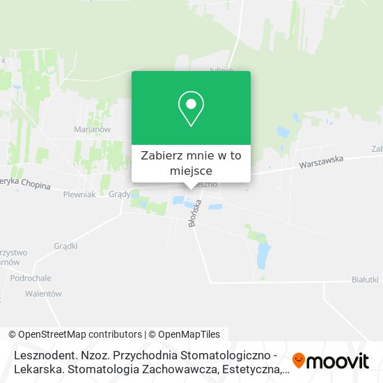 Mapa Lesznodent. Nzoz. Przychodnia Stomatologiczno - Lekarska. Stomatologia Zachowawcza, Estetyczna