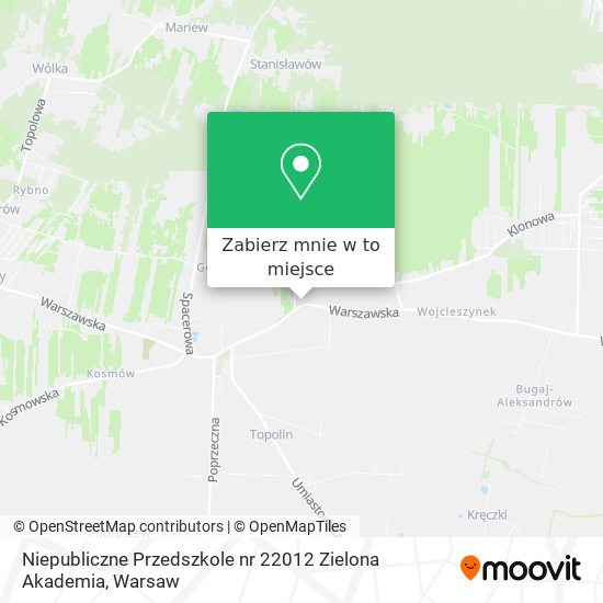 Mapa Niepubliczne Przedszkole nr 22012 Zielona Akademia