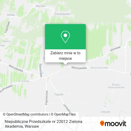 Mapa Niepubliczne Przedszkole nr 22012 Zielona Akademia