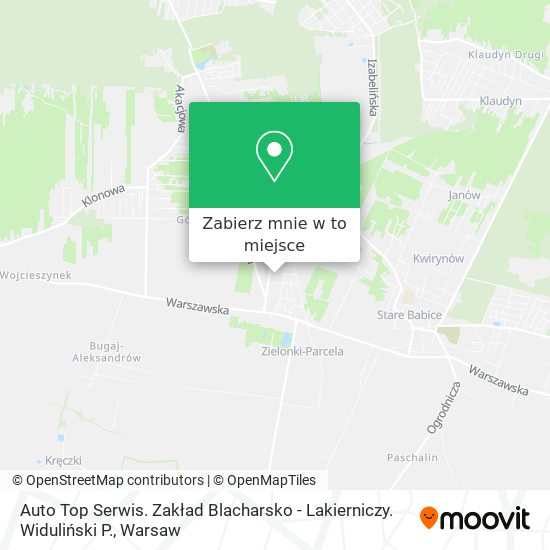 Mapa Auto Top Serwis. Zakład Blacharsko - Lakierniczy. Widuliński P.