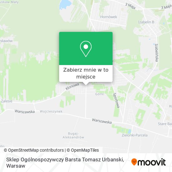 Mapa Sklep Ogólnospozywczy Barsta Tomasz Urbanski