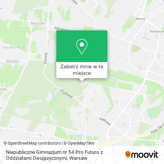 Mapa Niepubliczne Gimnazjum nr 54 Pro Futuro z Oddziałami Dwujęzycznymi