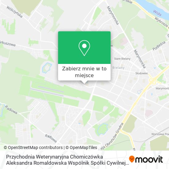 Mapa Przychodnia Weterynaryjna Chomiczówka Aleksandra Romaldowska Wspólnik Spółki Cywilnej