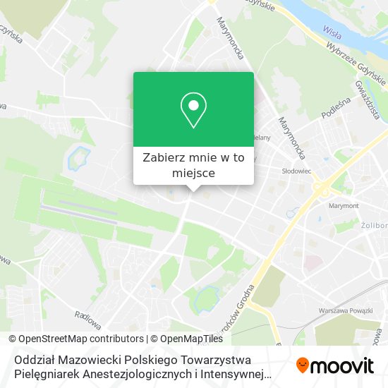 Mapa Oddział Mazowiecki Polskiego Towarzystwa Pielęgniarek Anestezjologicznych i Intensywnej Opieki