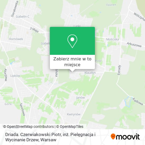 Mapa Driada. Czerwiakowski Piotr, inż. Pielęgnacja i Wycinanie Drzew