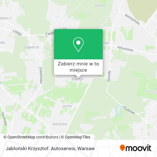 Mapa Jabłoński Krzysztof. Autoserwis