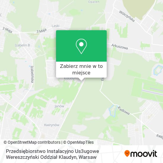 Mapa Przedsiębiorstwo Instalacyjno Us3ugowe Wereszczyński Oddział Klaudyn