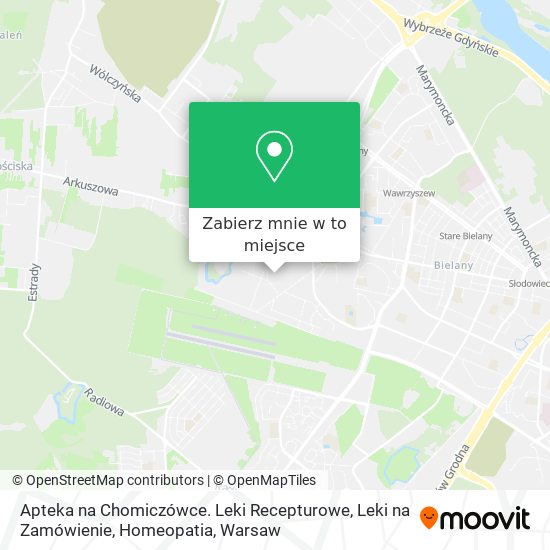 Mapa Apteka na Chomiczówce. Leki Recepturowe, Leki na Zamówienie, Homeopatia