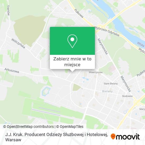 Mapa J.J. Kruk. Producent Odzieży Służbowej i Hotelowej