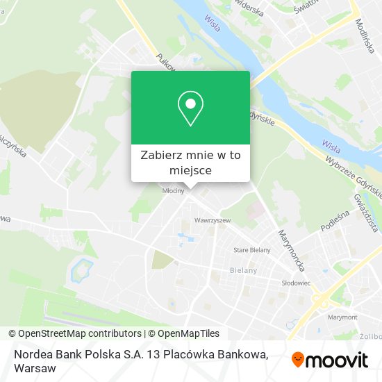 Mapa Nordea Bank Polska S.A. 13 Placówka Bankowa