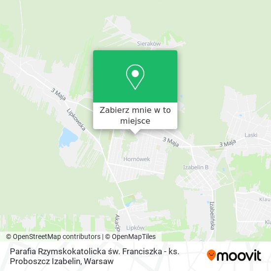 Mapa Parafia Rzymskokatolicka św. Franciszka - ks. Proboszcz Izabelin