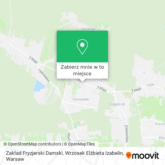 Mapa Zakład Fryzjerski Damski. Wrzosek Elżbieta Izabelin