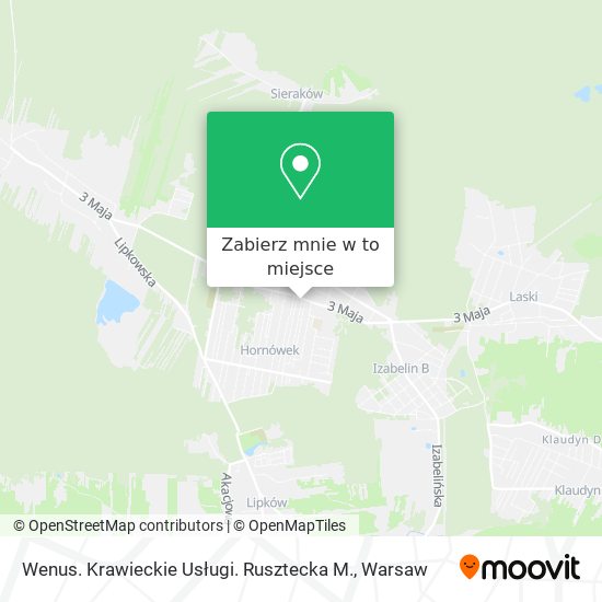 Mapa Wenus. Krawieckie Usługi. Rusztecka M.