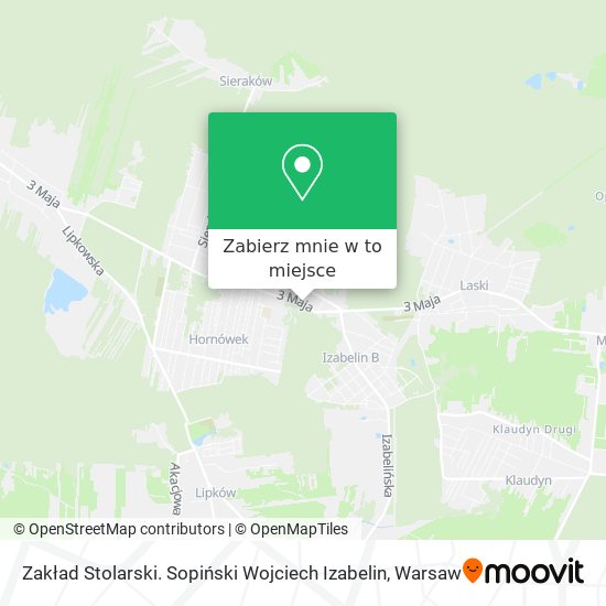 Mapa Zakład Stolarski. Sopiński Wojciech Izabelin