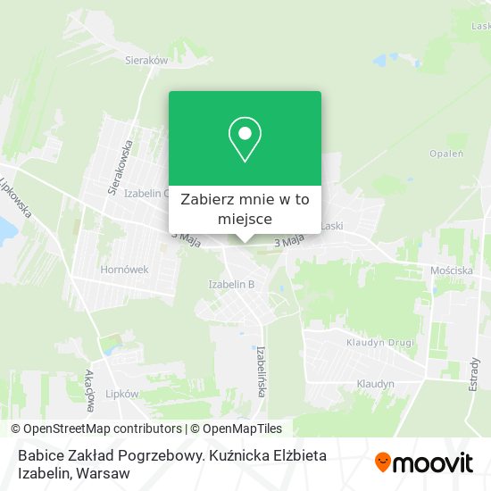 Mapa Babice Zakład Pogrzebowy. Kuźnicka Elżbieta Izabelin