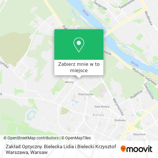 Mapa Zakład Optyczny. Bielecka Lidia i Bielecki Krzysztof Warszawa