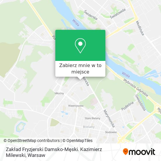 Mapa Zakład Fryzjerski Damsko-Męski. Kazimierz Milewski